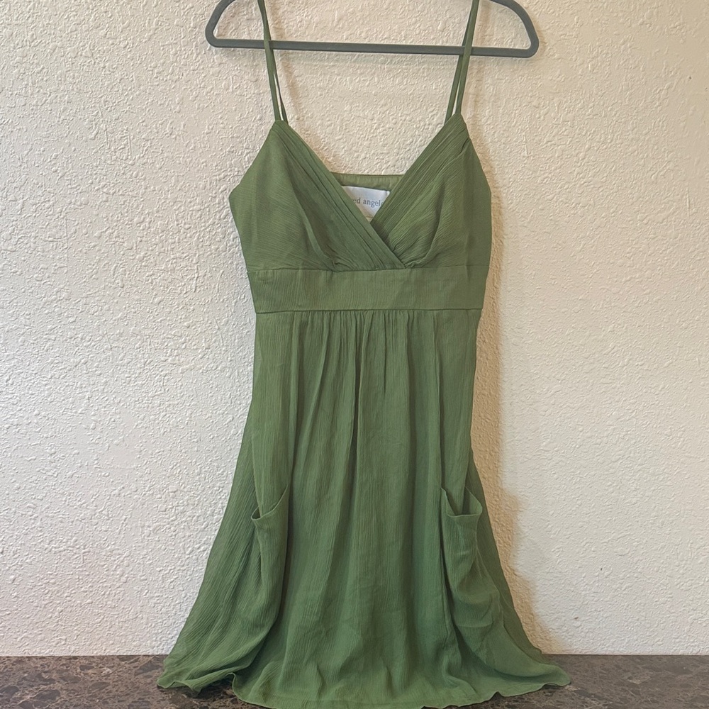 Alfred Angelo Olive Green Dress with Spaghetti Straps